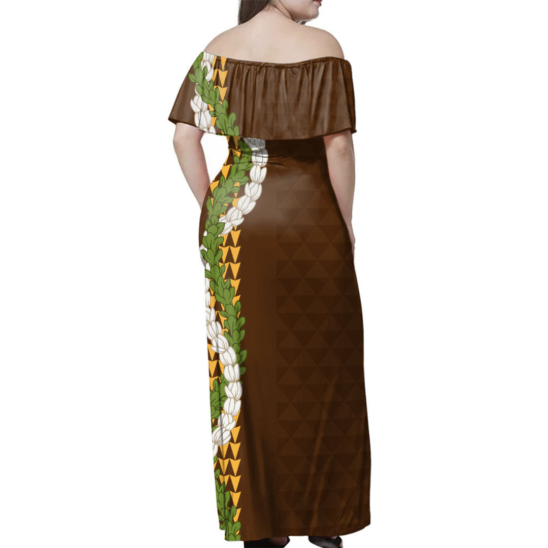 Hawaii Polynesian Combo Dress And Shirt Kanaka Maoli Puakenikeni Maile Flower Lei