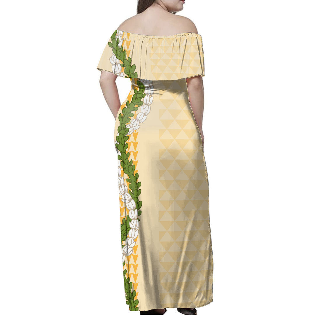 Hawaii Polynesian Combo Dress And Shirt Kanaka Maoli Puakenikeni Maile Flower Lei