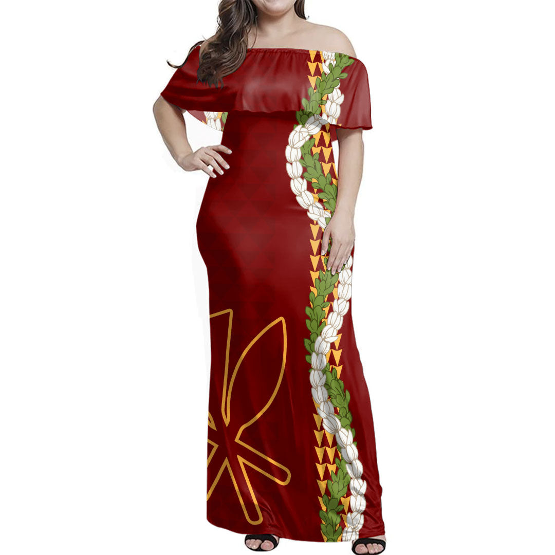 Hawaii Polynesian Combo Dress And Shirt Kanaka Maoli Puakenikeni Maile Flower Lei