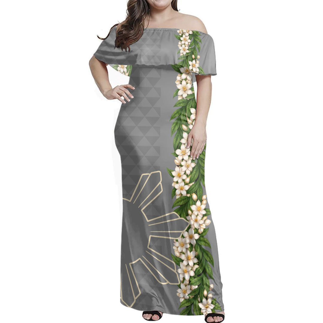 Philippines Filipinos Combo Dress And Shirt Sampaguita Flower Sun Pattern Island Style