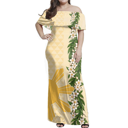 Philippines Filipinos Combo Dress And Shirt Sampaguita Flower Sun Pattern Island Style