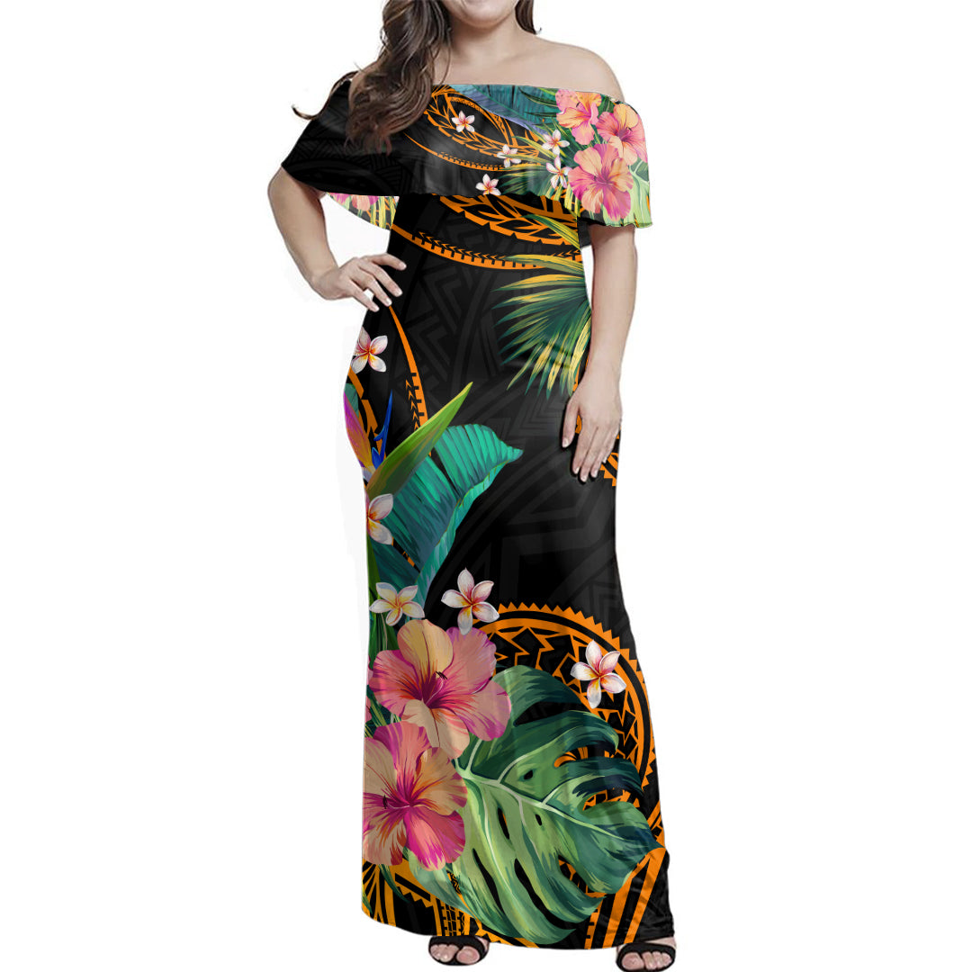 Hawaii Polynesian Combo Dress And Shirt Tropical Plumeria Tattoo