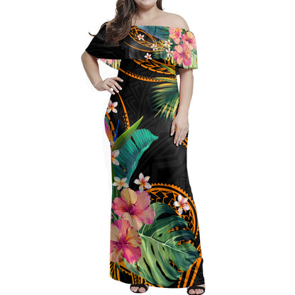 Hawaii Polynesian Combo Dress And Shirt Tropical Plumeria Tattoo