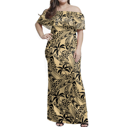 Polynesia Combo Dress And Shirt Tribal Coconut Palm