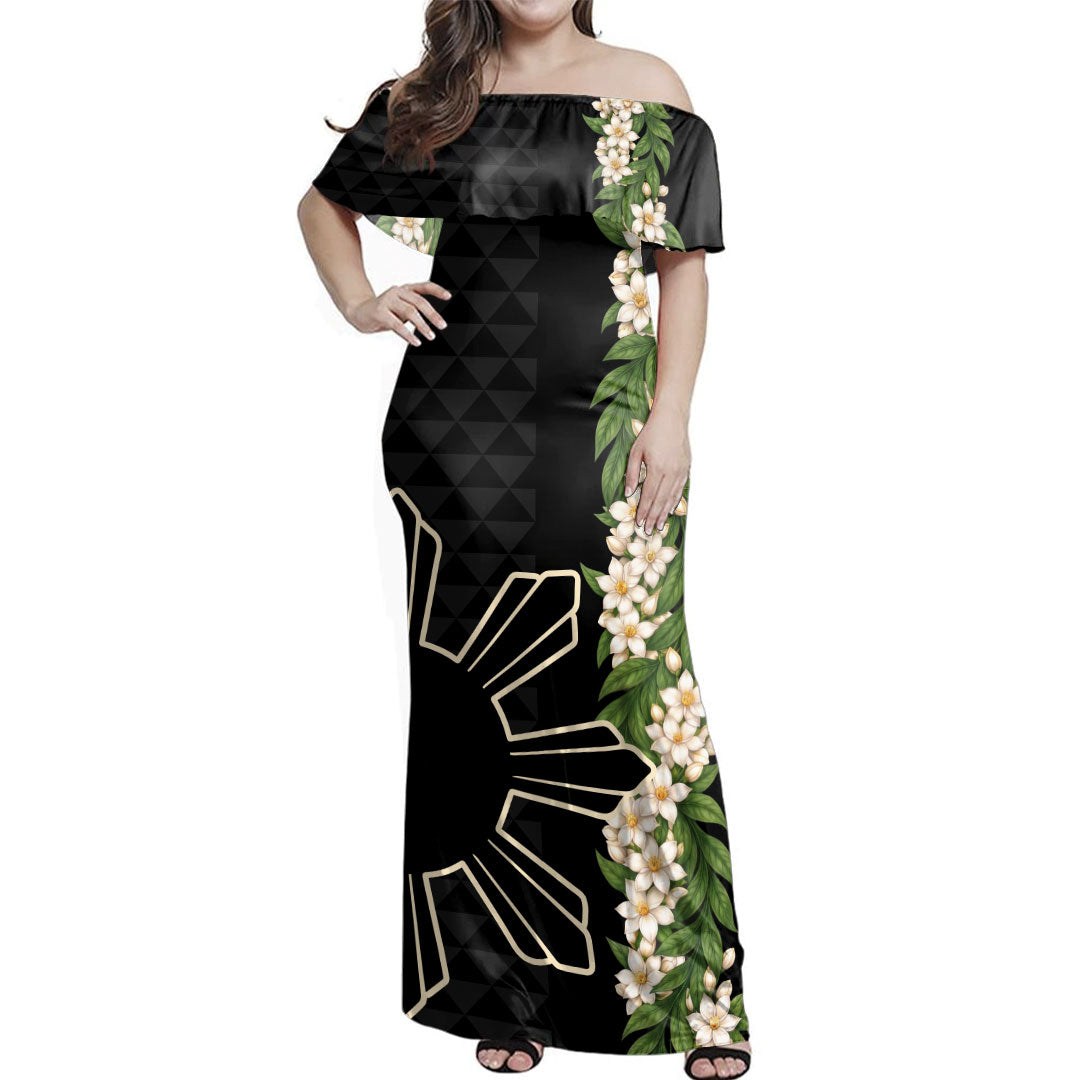 Philippines Filipinos Combo Dress And Shirt Sampaguita Flower Sun Pattern Island Style