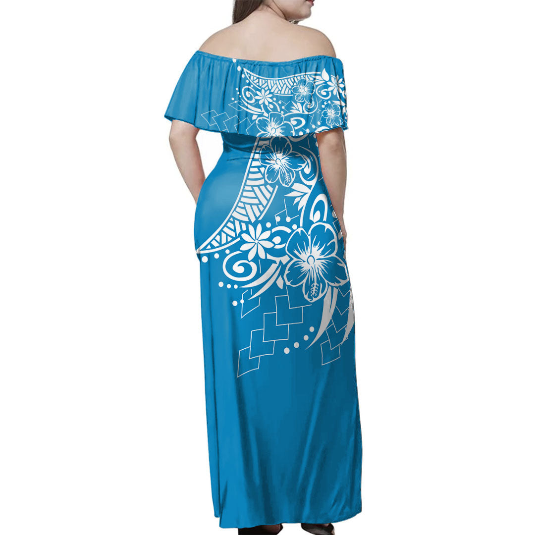 Polynesia Woman Off Shoulder Long Dress Polynesian Print