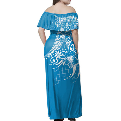 Polynesia Woman Off Shoulder Long Dress Polynesian Print