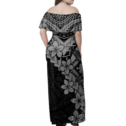 Hawaii Combo Dress And Shirt Monochrome Polynesian Tribal Bloom
