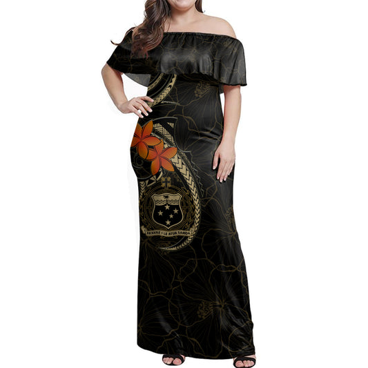 Samoa Woman Off Shoulder Long Dress Tribal Hibiscus Plumeria