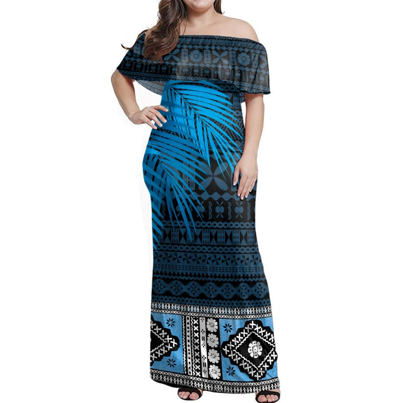 Fiji Combo Dress And Shirt Bula Special Fabric Leaves