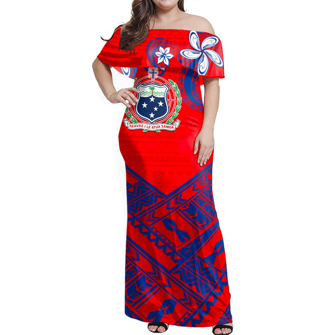 Samoa Combo Dress And Shirt Polynesian Pattern With Coat Of Arms