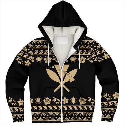 Hawaii Sherpa Hoodie Kanaka Map Vintage Set Hawaiian Symbols