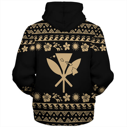 Hawaii Sherpa Hoodie Kanaka Map Vintage Set Hawaiian Symbols