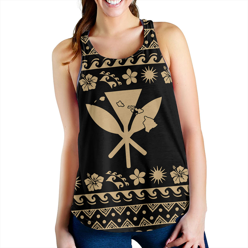 Hawaii Women Tank Kanaka Map Vintage Set Hawaiian Symbols