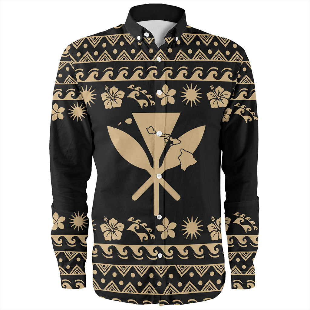 Hawaii Long Sleeve Shirt Kanaka Map Vintage Set Hawaiian Symbols
