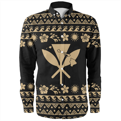 Hawaii Long Sleeve Shirt Kanaka Map Vintage Set Hawaiian Symbols