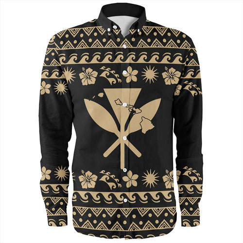 Hawaii Long Sleeve Shirt Kanaka Map Vintage Set Hawaiian Symbols