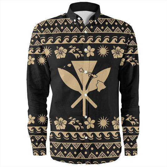 Hawaii Long Sleeve Shirt Kanaka Map Vintage Set Hawaiian Symbols