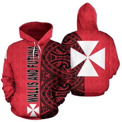 Wallis And Futuna All Over Hoodie - Black Shoulder Style