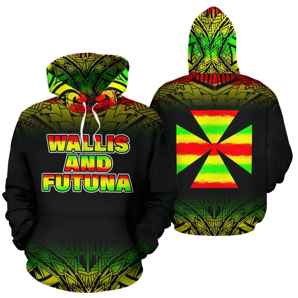 Wallis And Futuna All Over Hoodie - Fog Reggae Style