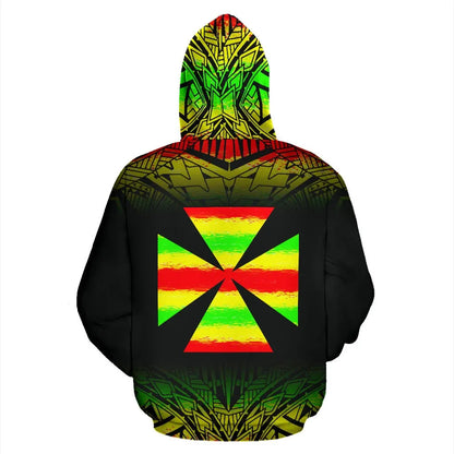 Wallis And Futuna All Over Hoodie - Fog Reggae Style