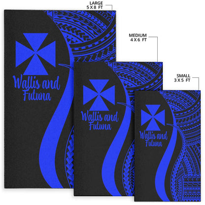 Wallis and Futuna Area Rug - Blue Polynesian Tentacle Tribal Pattern