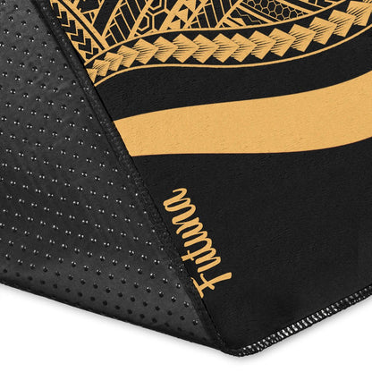 Wallis and Futuna Area Rug - Gold Polynesian Tentacle Tribal Pattern