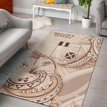 Wallis and Futuna Area Rug - Hibiscus Flowers Vintage Style