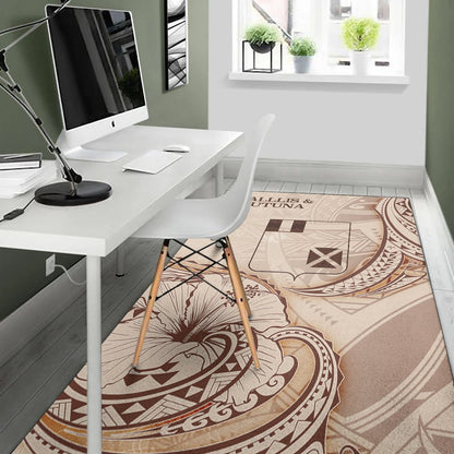 Wallis and Futuna Area Rug - Hibiscus Flowers Vintage Style