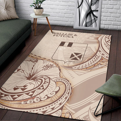 Wallis and Futuna Area Rug - Hibiscus Flowers Vintage Style