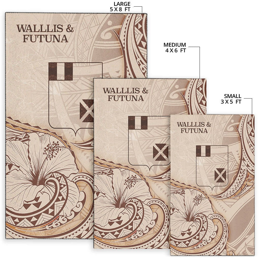 Wallis and Futuna Area Rug - Hibiscus Flowers Vintage Style