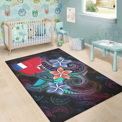 Wallis and Futuna Area Rug - Plumeria Flowers Style
