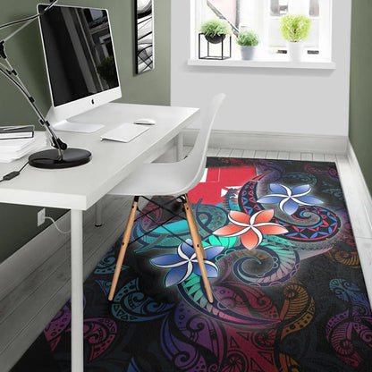 Wallis and Futuna Area Rug - Plumeria Flowers Style