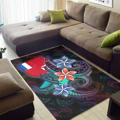 Wallis and Futuna Area Rug - Plumeria Flowers Style