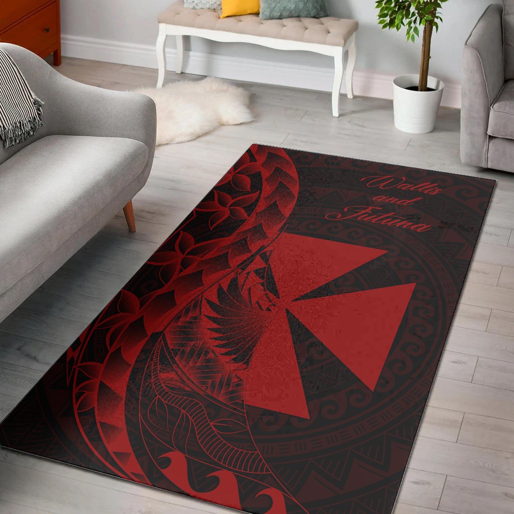 Wallis and Futuna Area Rug - Polynesian Pattern Style Red Color