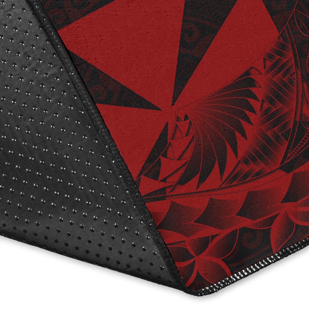 Wallis and Futuna Area Rug - Polynesian Pattern Style Red Color