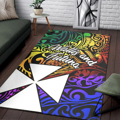 Wallis and Futuna Area Rug - Rainbow Polynesian Pattern