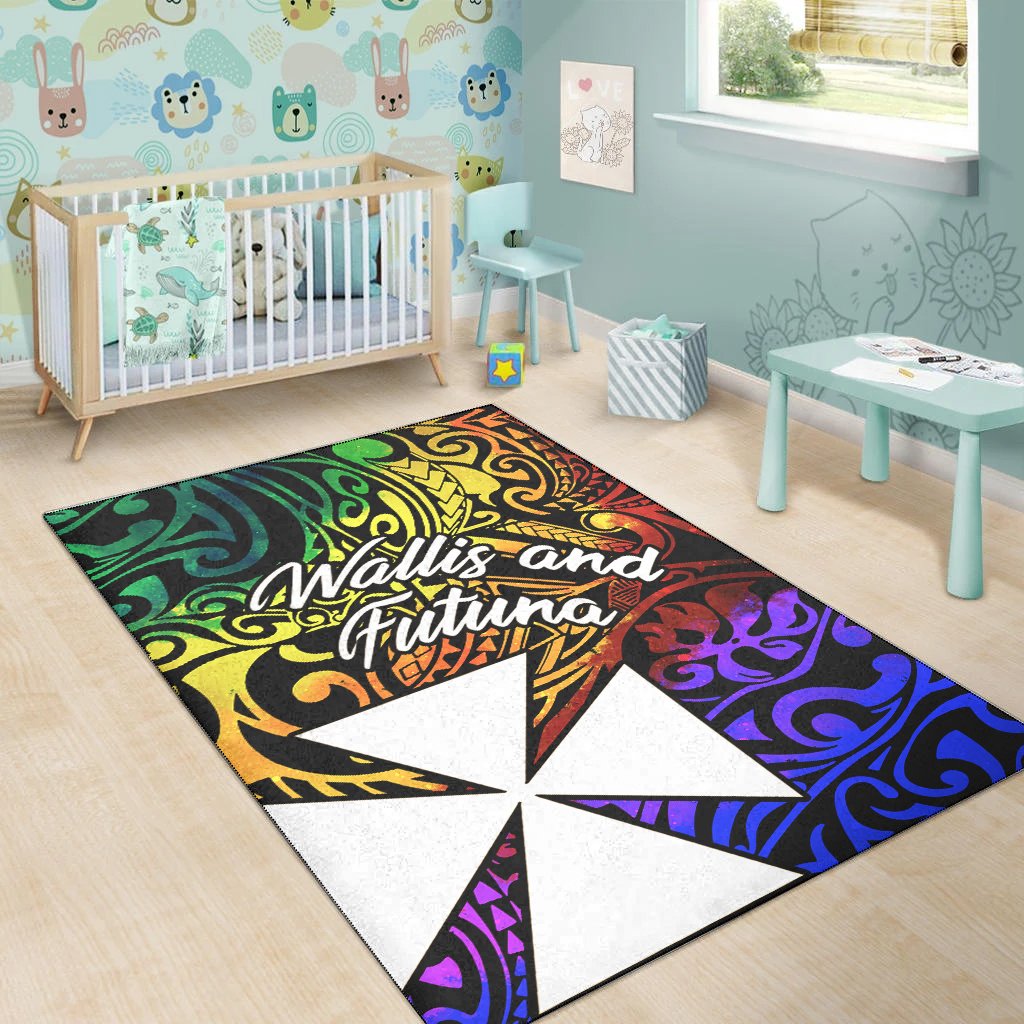 Wallis and Futuna Area Rug - Rainbow Polynesian Pattern