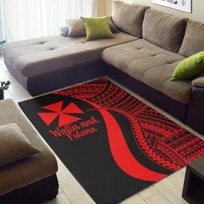 Wallis and Futuna Area Rug - Red Polynesian Tentacle Tribal Pattern