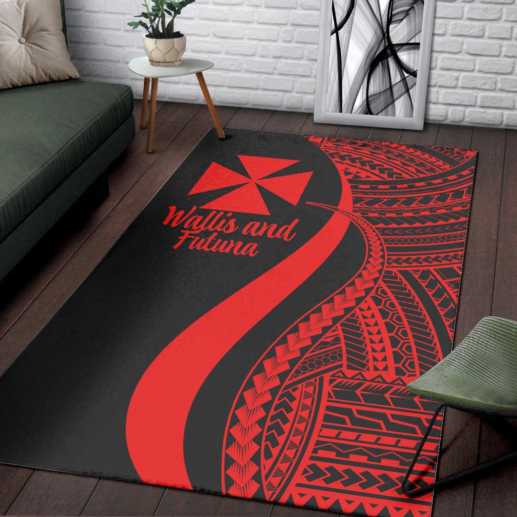 Wallis and Futuna Area Rug - Red Polynesian Tentacle Tribal Pattern