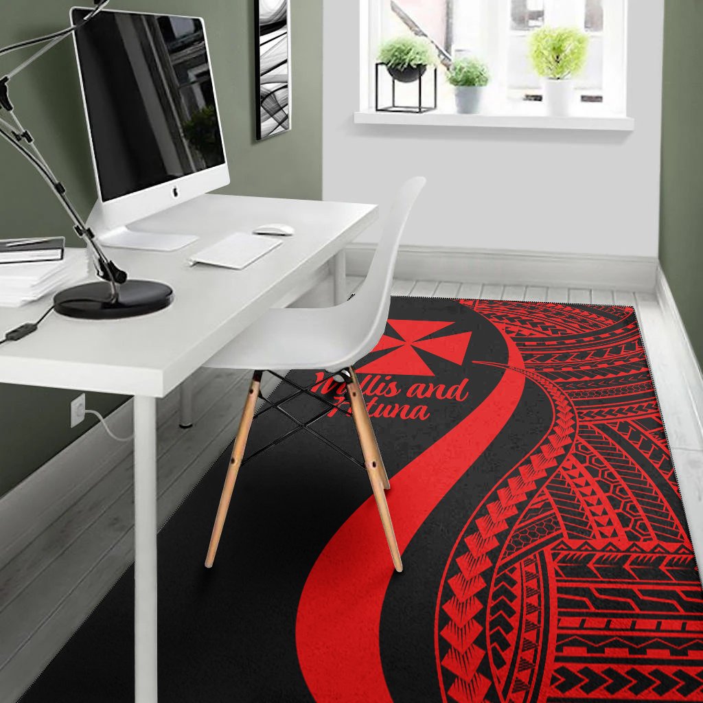 Wallis and Futuna Area Rug - Red Polynesian Tentacle Tribal Pattern