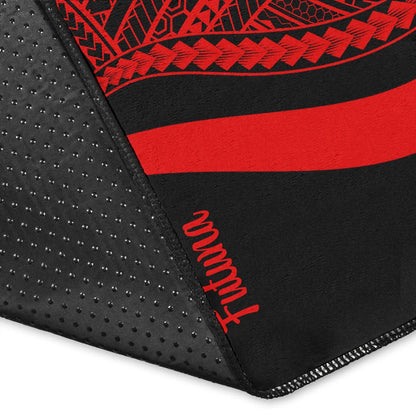 Wallis and Futuna Area Rug - Red Polynesian Tentacle Tribal Pattern