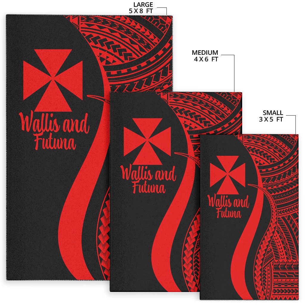 Wallis and Futuna Area Rug - Red Polynesian Tentacle Tribal Pattern