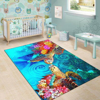 Wallis and Futuna Area Rug - Sea Turtle Coral Treasure