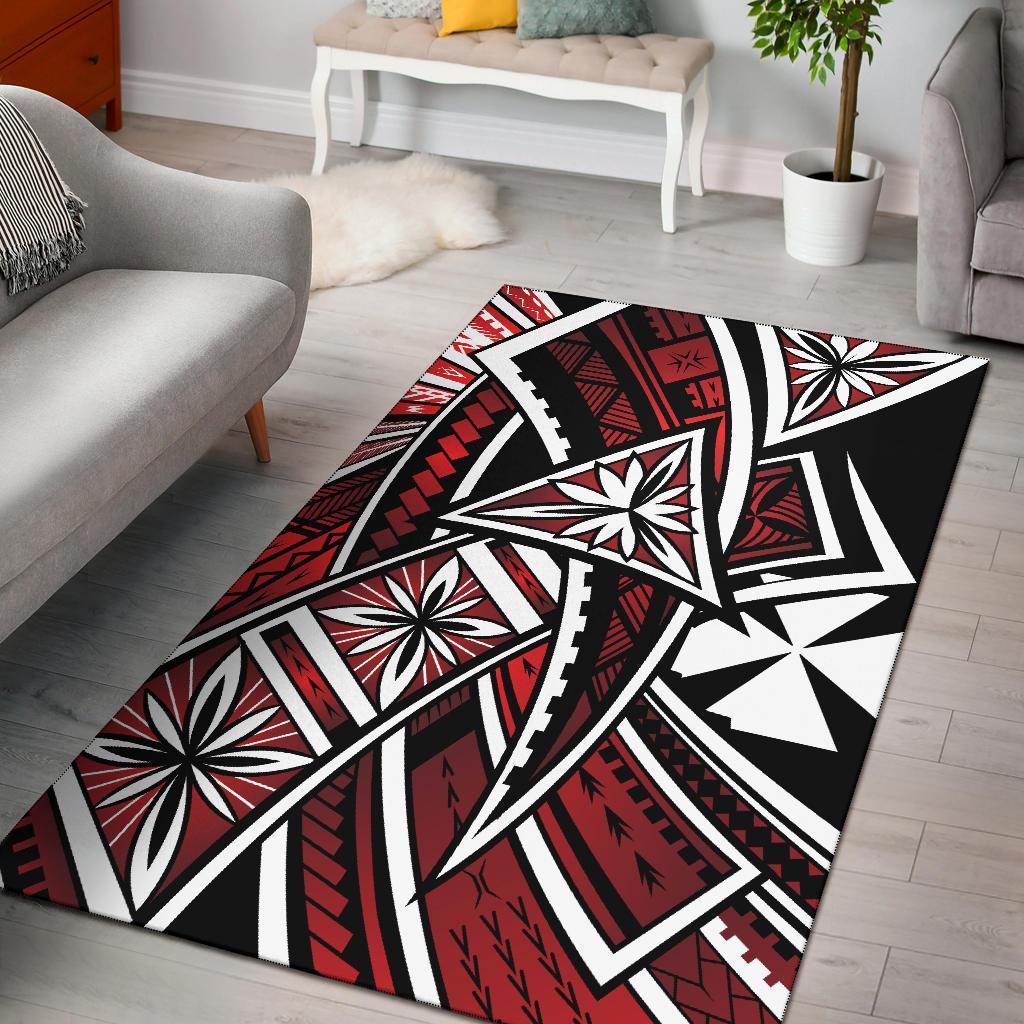 Wallis and Futuna Area Rug - Tribal Flower Special Pattern Red Color