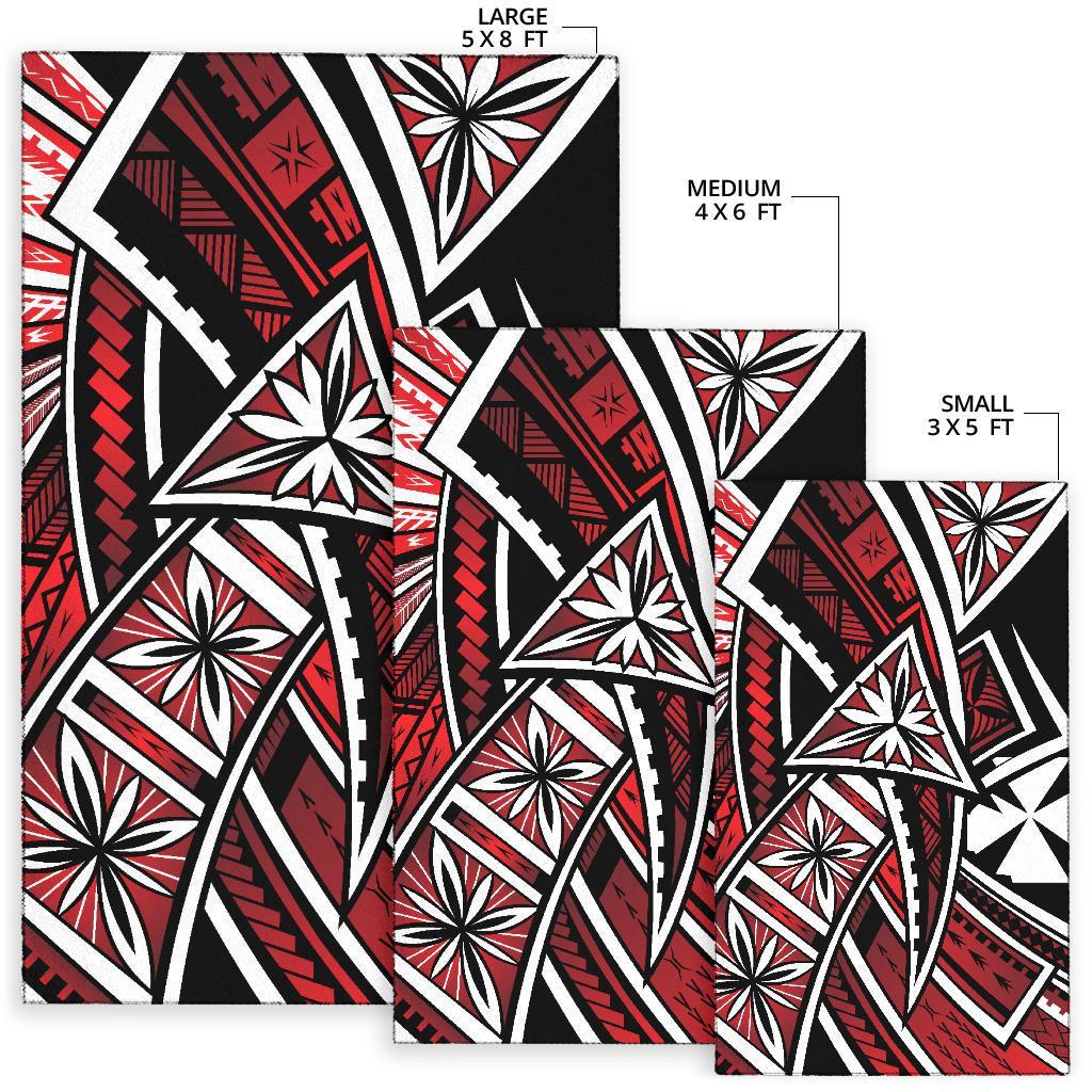 Wallis and Futuna Area Rug - Tribal Flower Special Pattern Red Color