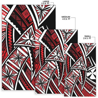 Wallis and Futuna Area Rug - Tribal Flower Special Pattern Red Color