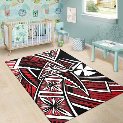 Wallis and Futuna Area Rug - Tribal Flower Special Pattern Red Color