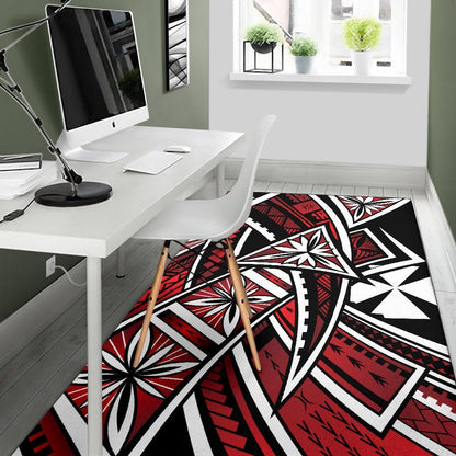 Wallis and Futuna Area Rug - Tribal Flower Special Pattern Red Color