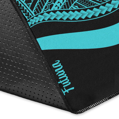 Wallis and Futuna Area Rug - Turquoise Polynesian Tentacle Tribal Pattern